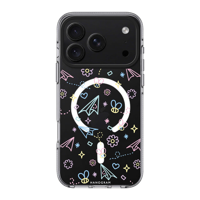 Hanogram Playful Patterns — iPhone 18 Pro / Pro Max BLACK 配色,MagSafe Clear Case