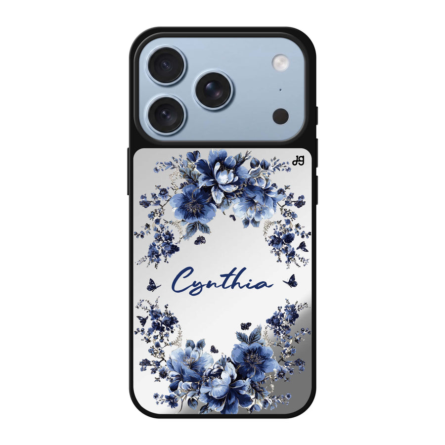 Hanogram Blue Blossom Frame — iPhone 18 Pro / Pro Max MagSafe Mirror Case