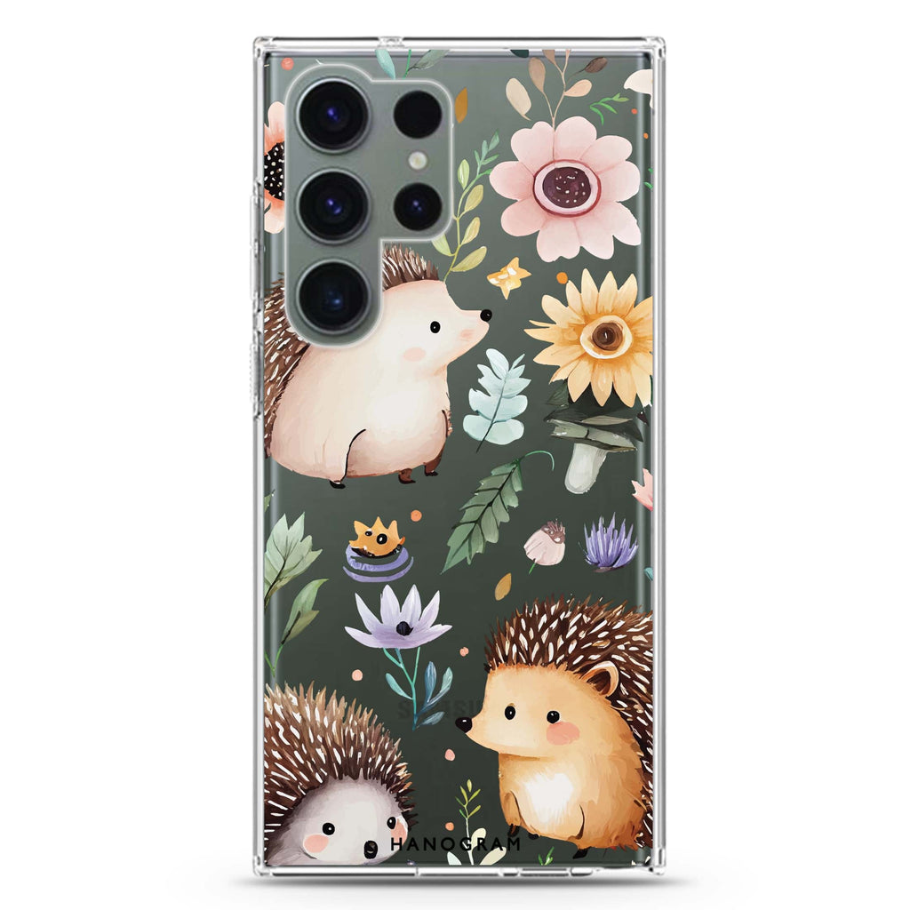 Hedgehog & Floral Samsung Galaxy S23 Ultra 水晶透明保護殼
