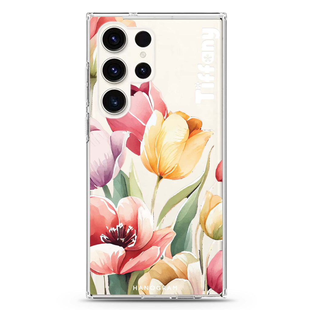 Watercolor tulip Samsung Galaxy S23 Ultra 水晶透明保護殼