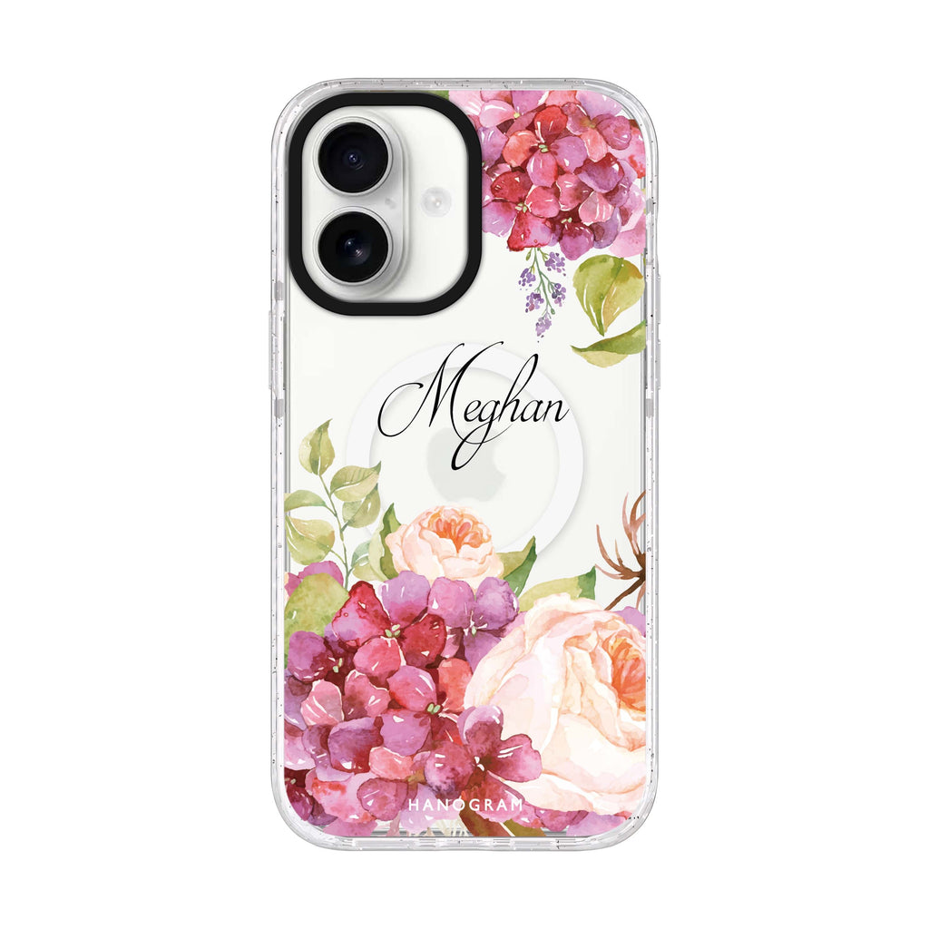 Pretty Floral iPhone 17 水晶透明保護殼正面展示