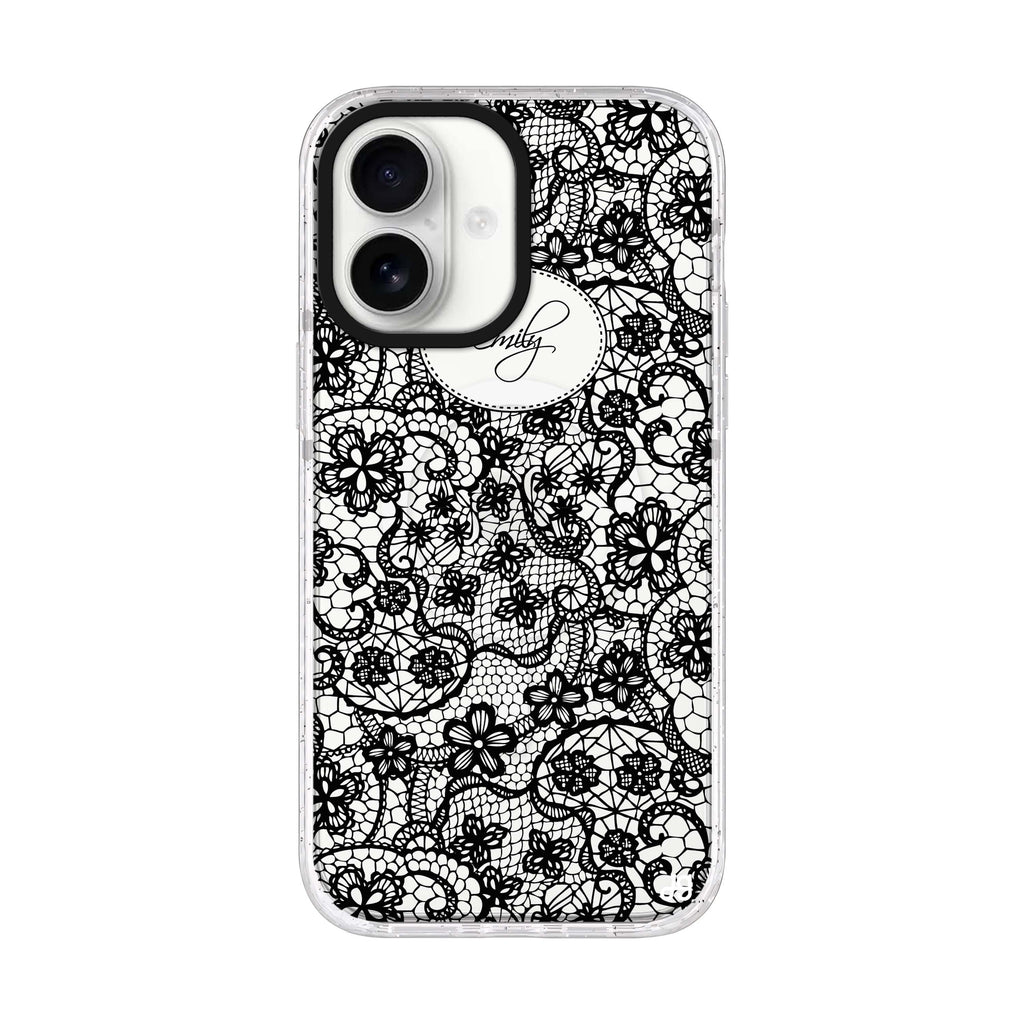 My Floral Lace iPhone 17 水晶透明保護殼正面展示
