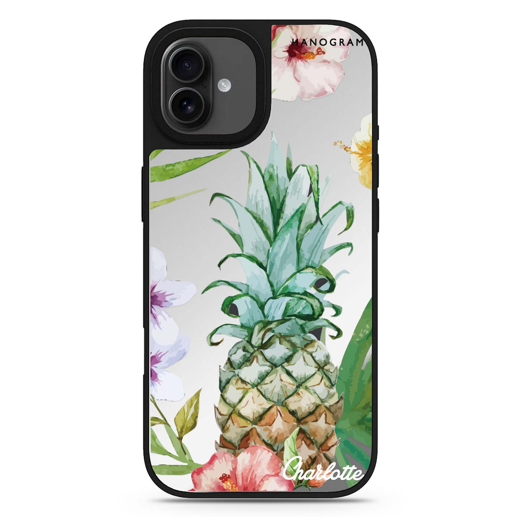 Pineapple & Floral iPhone 17 花卉鏡面手機殼 主圖設計