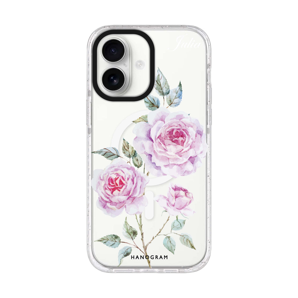 Simple Floral iPhone 17 水晶透明保護殼正面展示