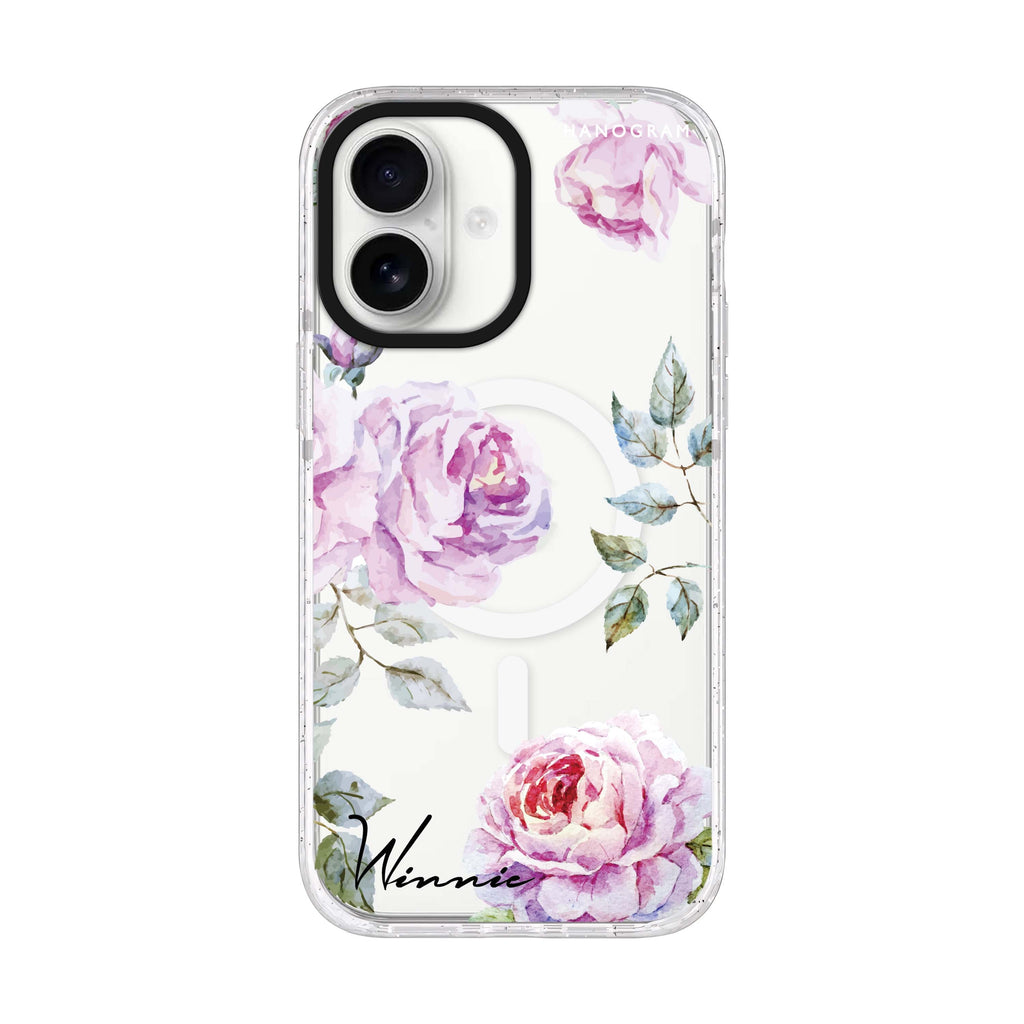 Classic Floral iPhone 17 水晶透明保護殼正面展示