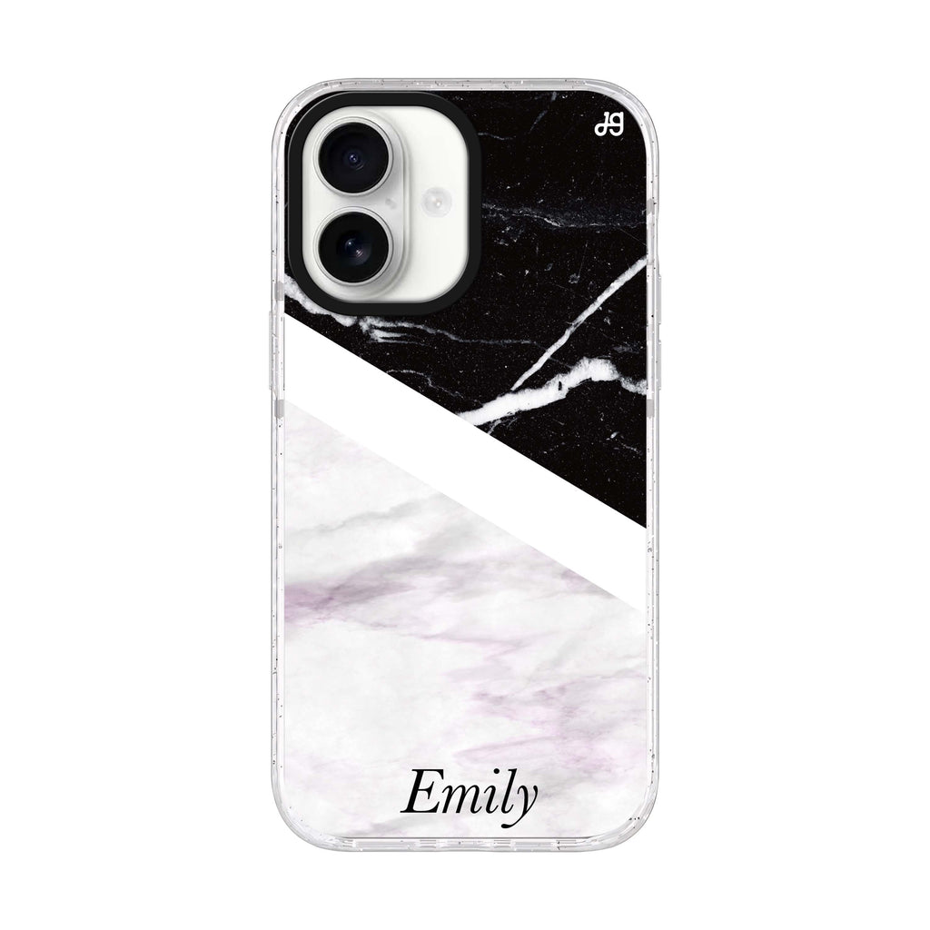 Black & White Marble iPhone 17 水晶透明保護殼正面展示