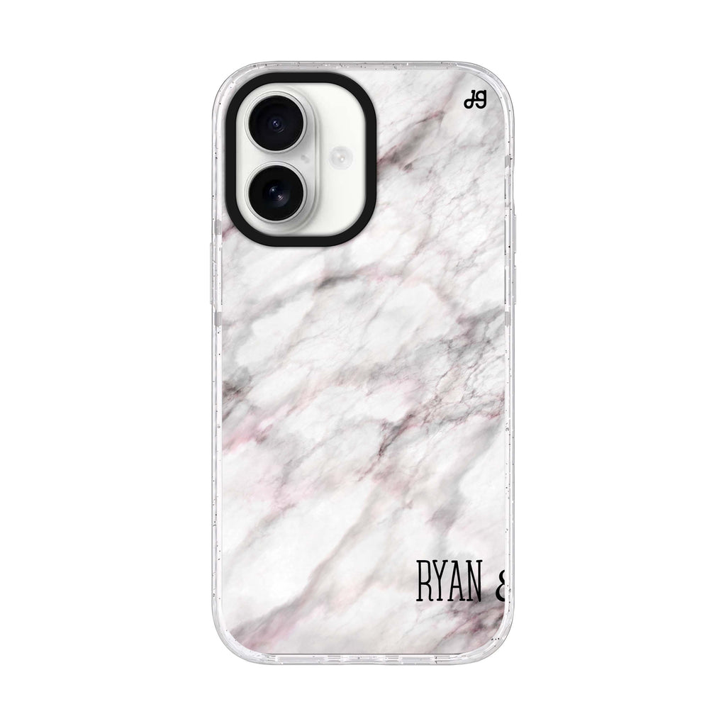 White Marble iPhone 17 水晶透明保護殼正面展示