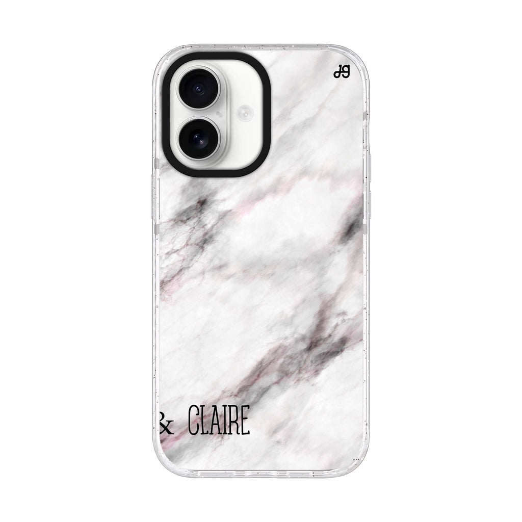 White Marble iPhone 17 水晶透明保護殼正面展示