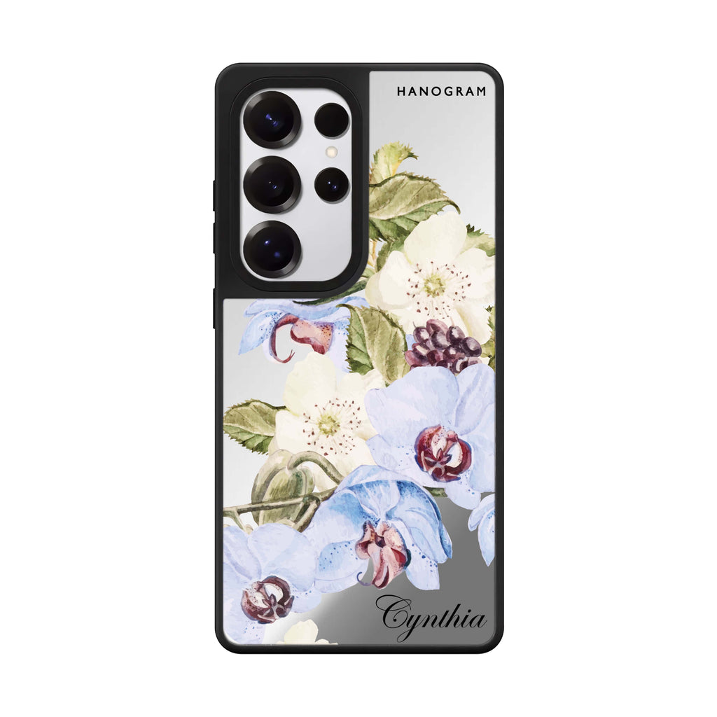 Light Blue Floral 鏡面手機殼