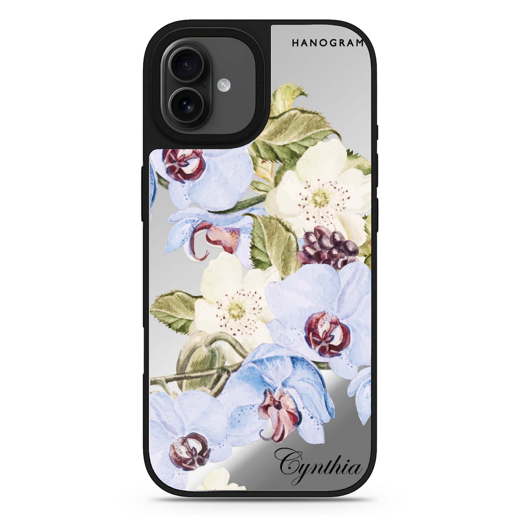 Light Blue Floral iPhone 17 花卉鏡面手機殼 主圖設計