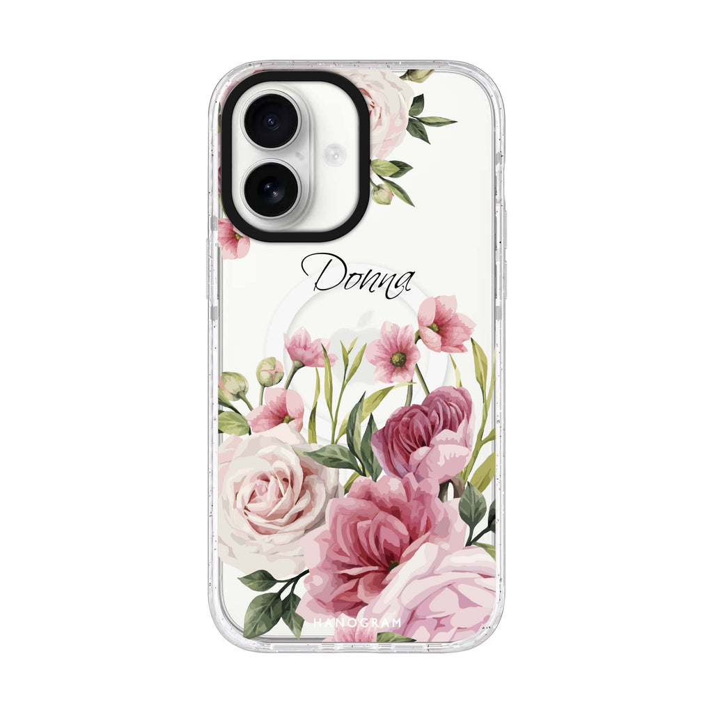 Beautiful Flowers iPhone 17 水晶透明保護殼正面展示