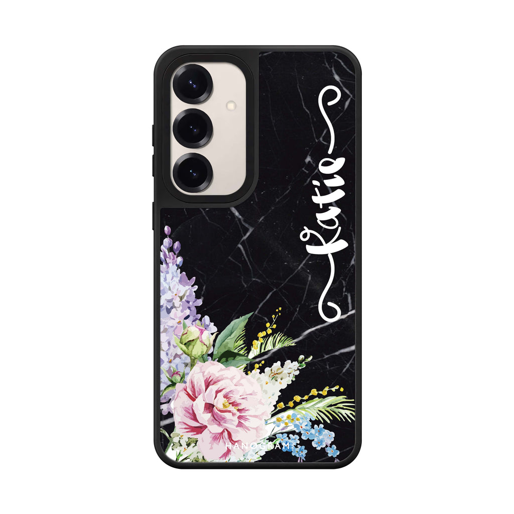 Floral & Black Marble 鏡面手機殼