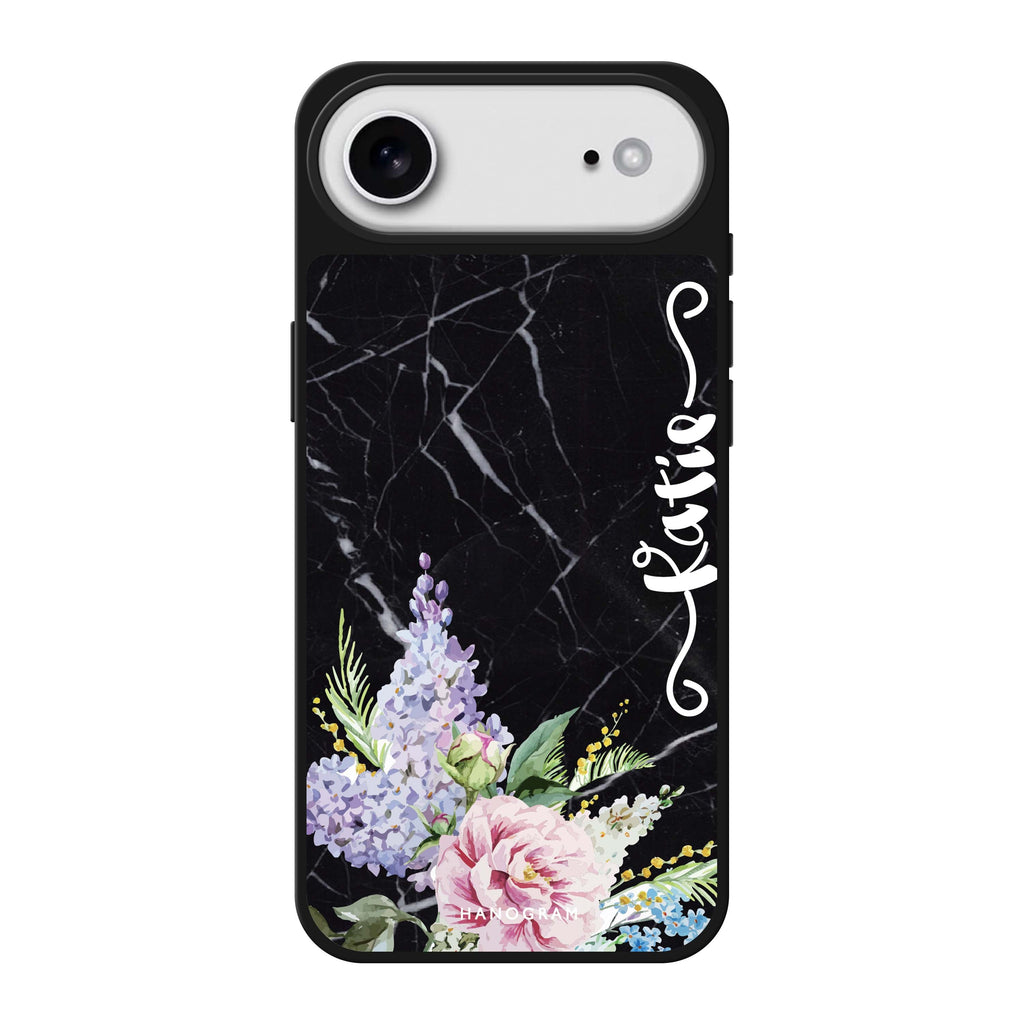 Floral & Black Marble 鏡面手機殼