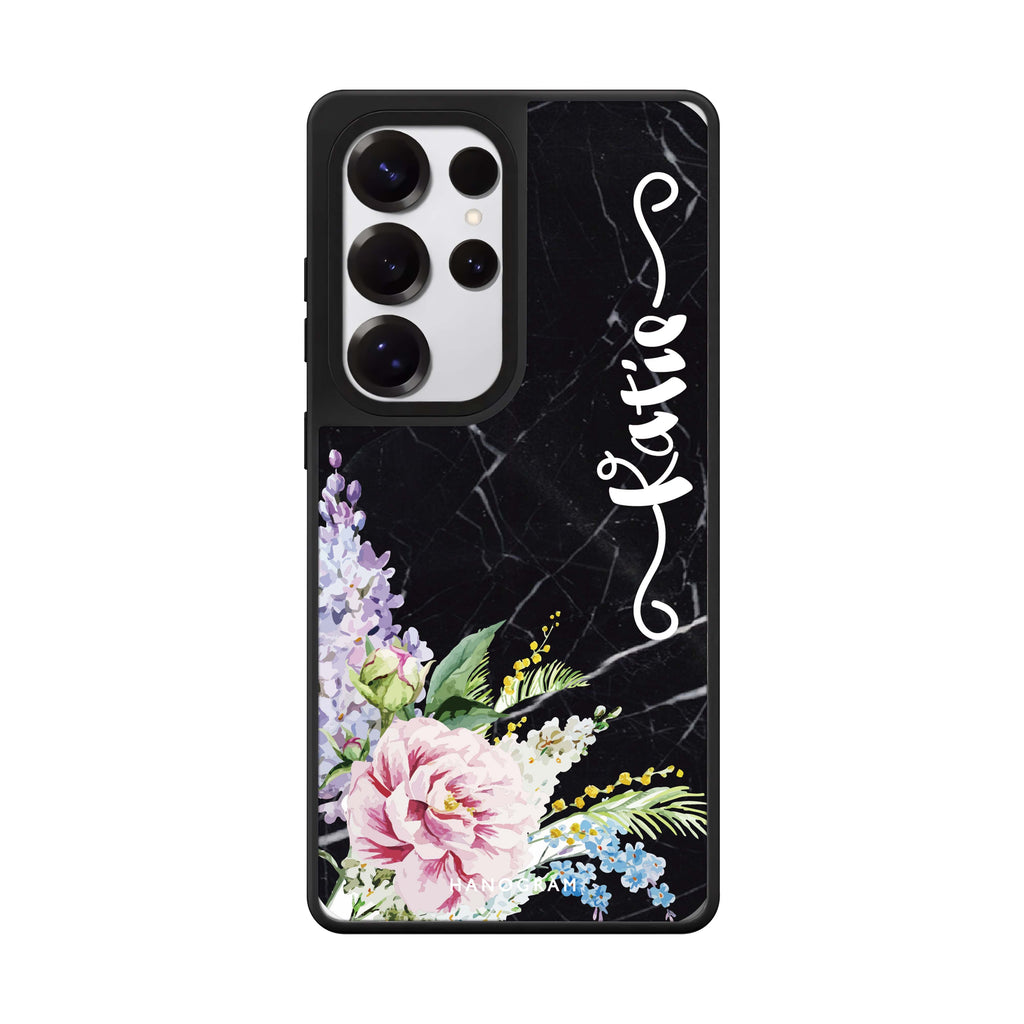 Floral & Black Marble 鏡面手機殼