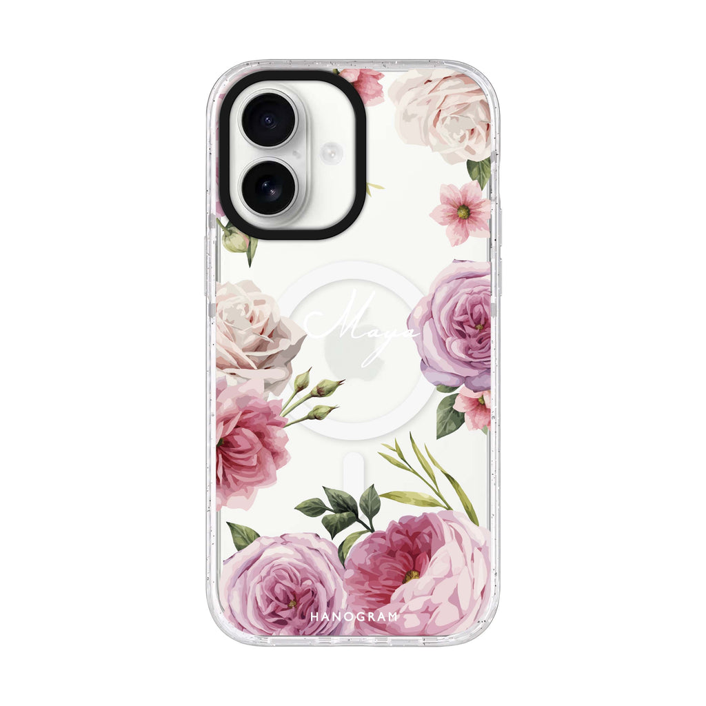 Beautiful Pretty Floral iPhone 17 水晶透明保護殼正面展示