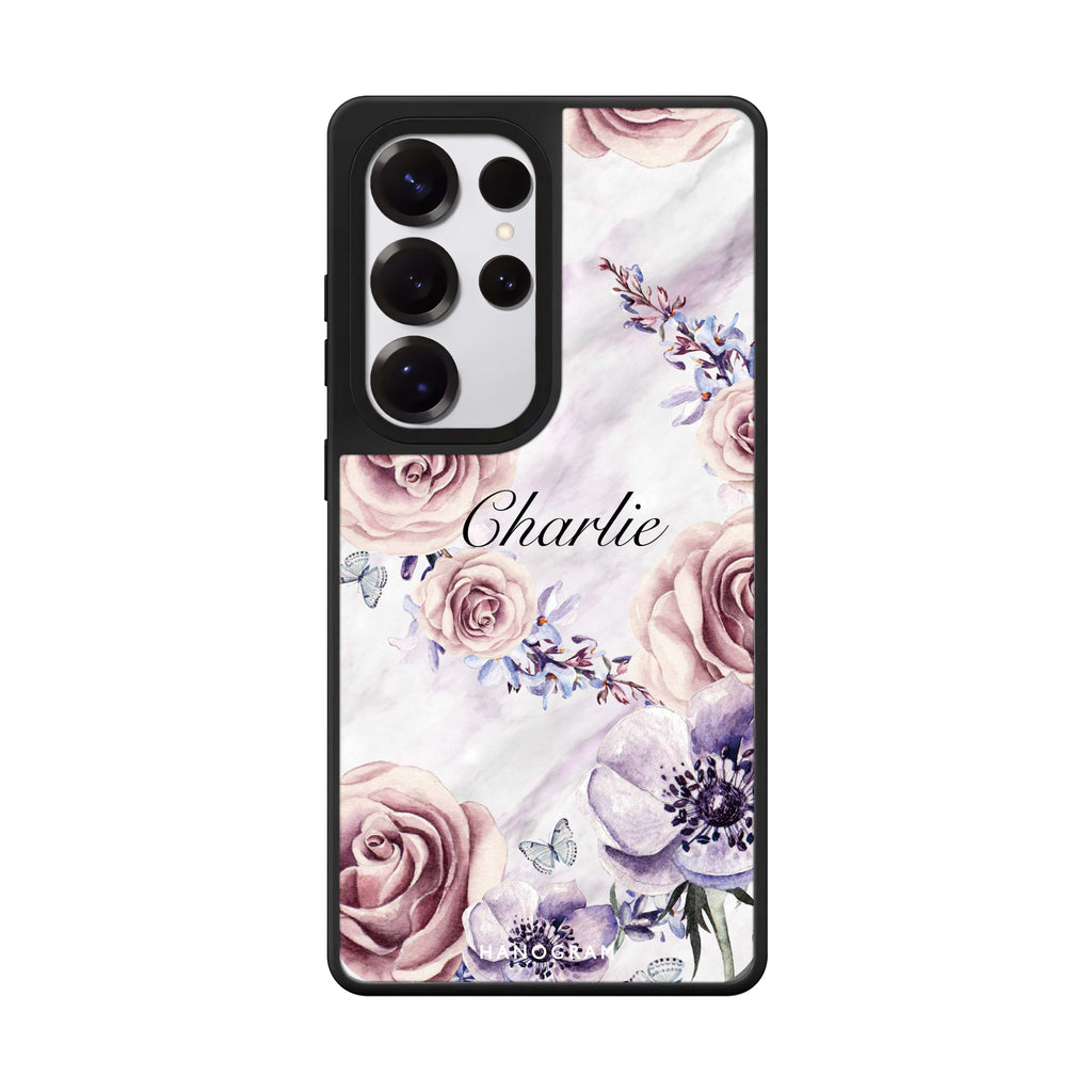 White Marble & Flower 鏡面手機殼