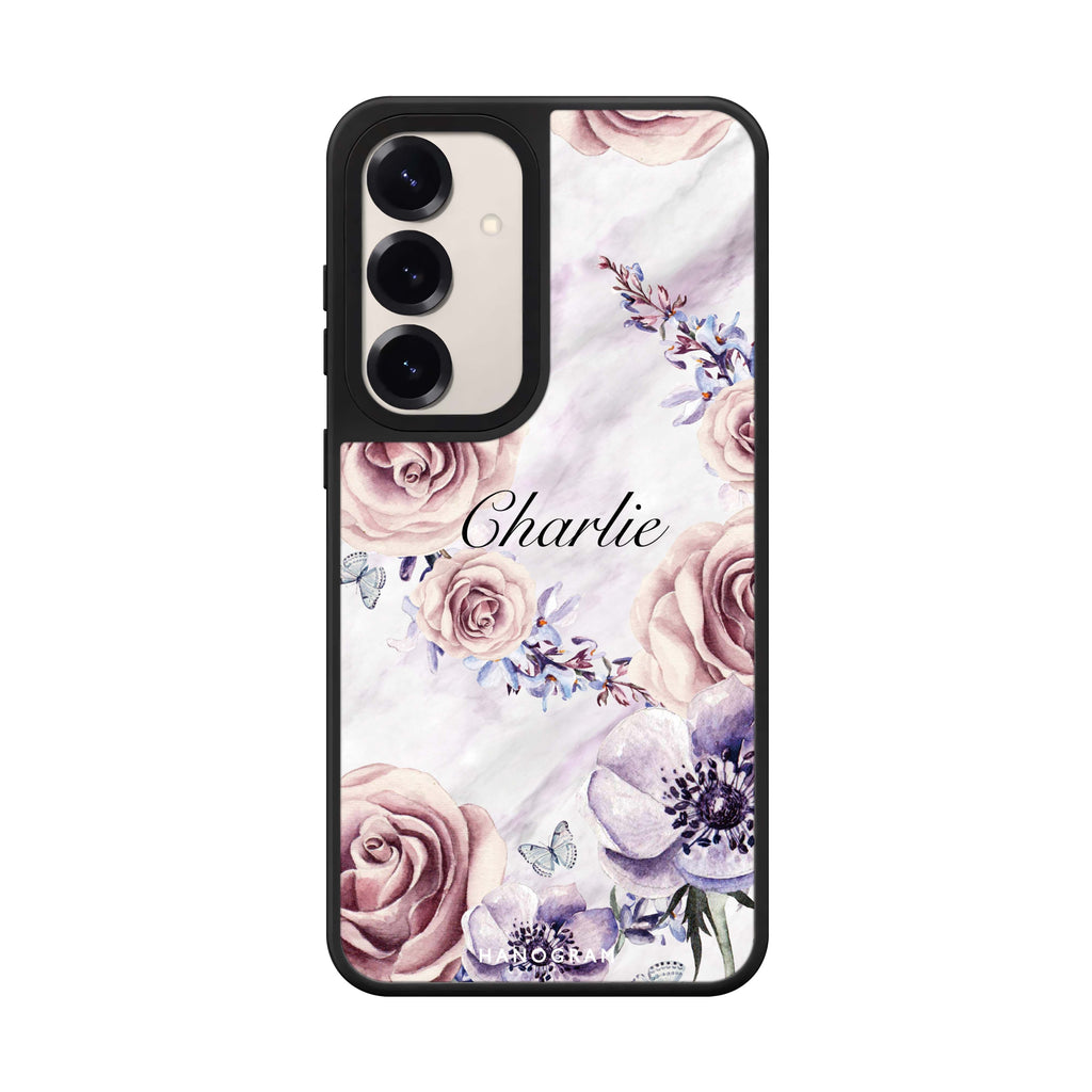White Marble & Flower 鏡面手機殼