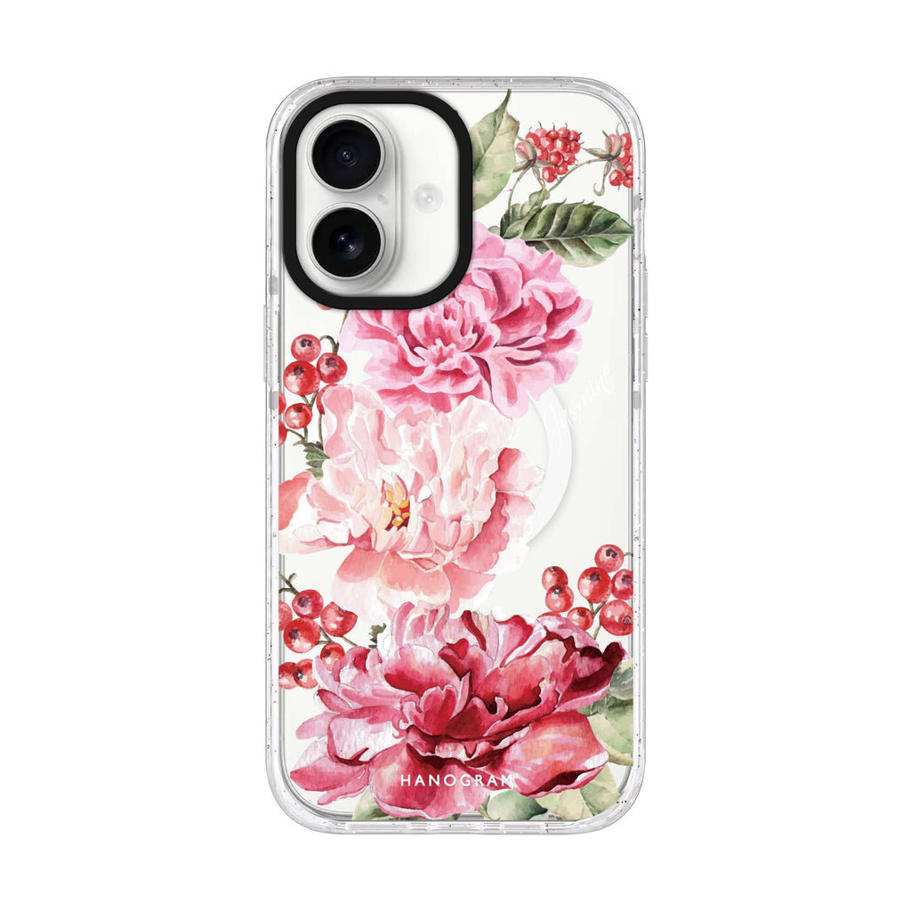 Pretty Watercolor Flowers iPhone 17 水晶透明保護殼正面展示