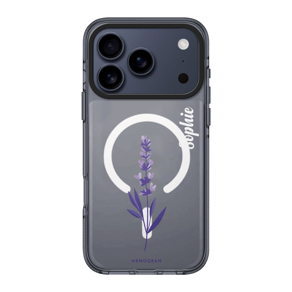 Lavender Form iPhone 17 Pro Max MagSafe 水晶透明保護殼 花卉圖案設計 可自訂名字及字色 圖1