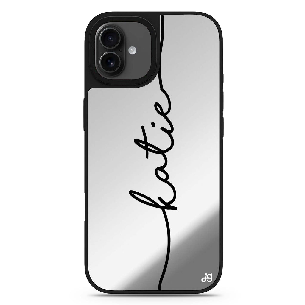Vertical Handwritten iPhone 17 個人化名字鏡面手機殼 主圖設計