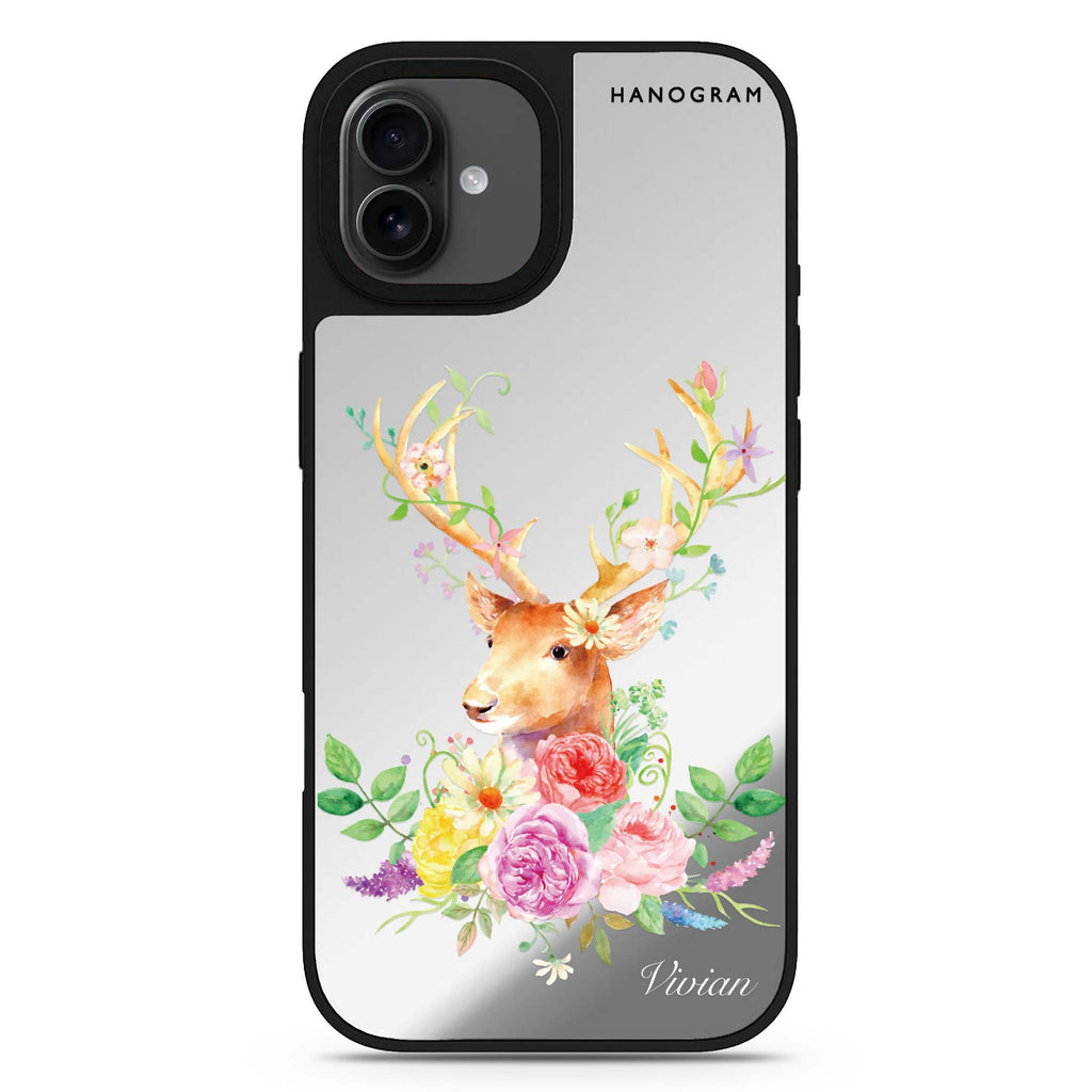 Floral & Deer iPhone 17 花卉鏡面手機殼 主圖設計