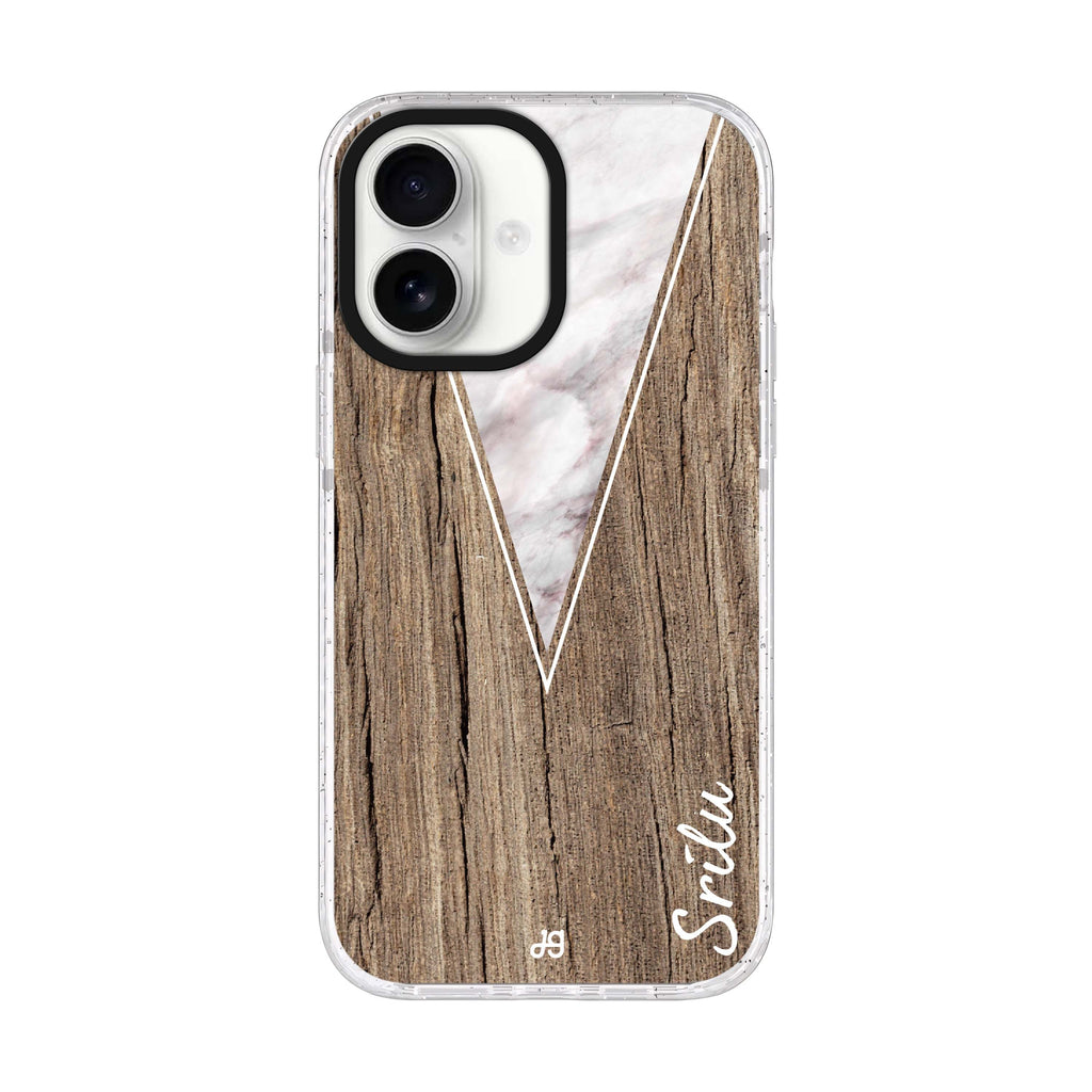 Marble & Wood II iPhone 17 水晶透明保護殼正面展示