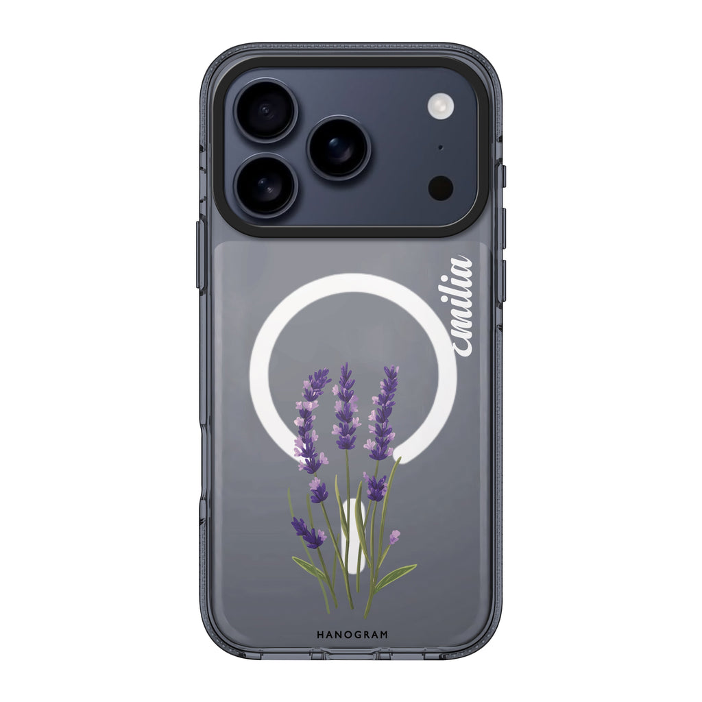 Lavender Palette iPhone 17 Pro Max MagSafe 水晶透明保護殼 花卉圖案設計 可自訂名字及字色 圖1