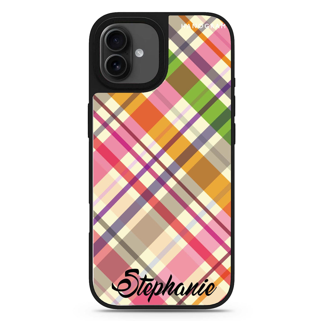 Colourful Checker Custom Name iPhone 17 個人化名字鏡面手機殼 主圖設計