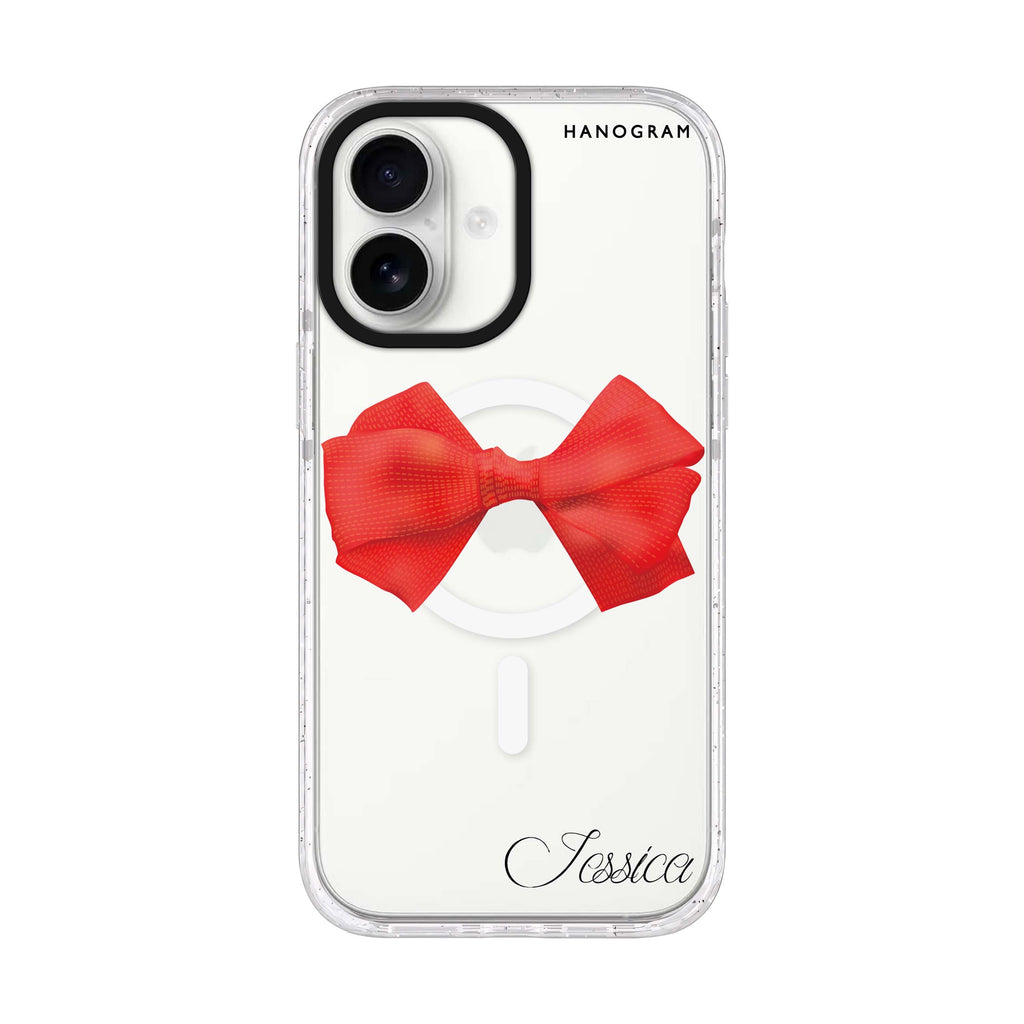 Red Bow iPhone 17 水晶透明保護殼正面展示