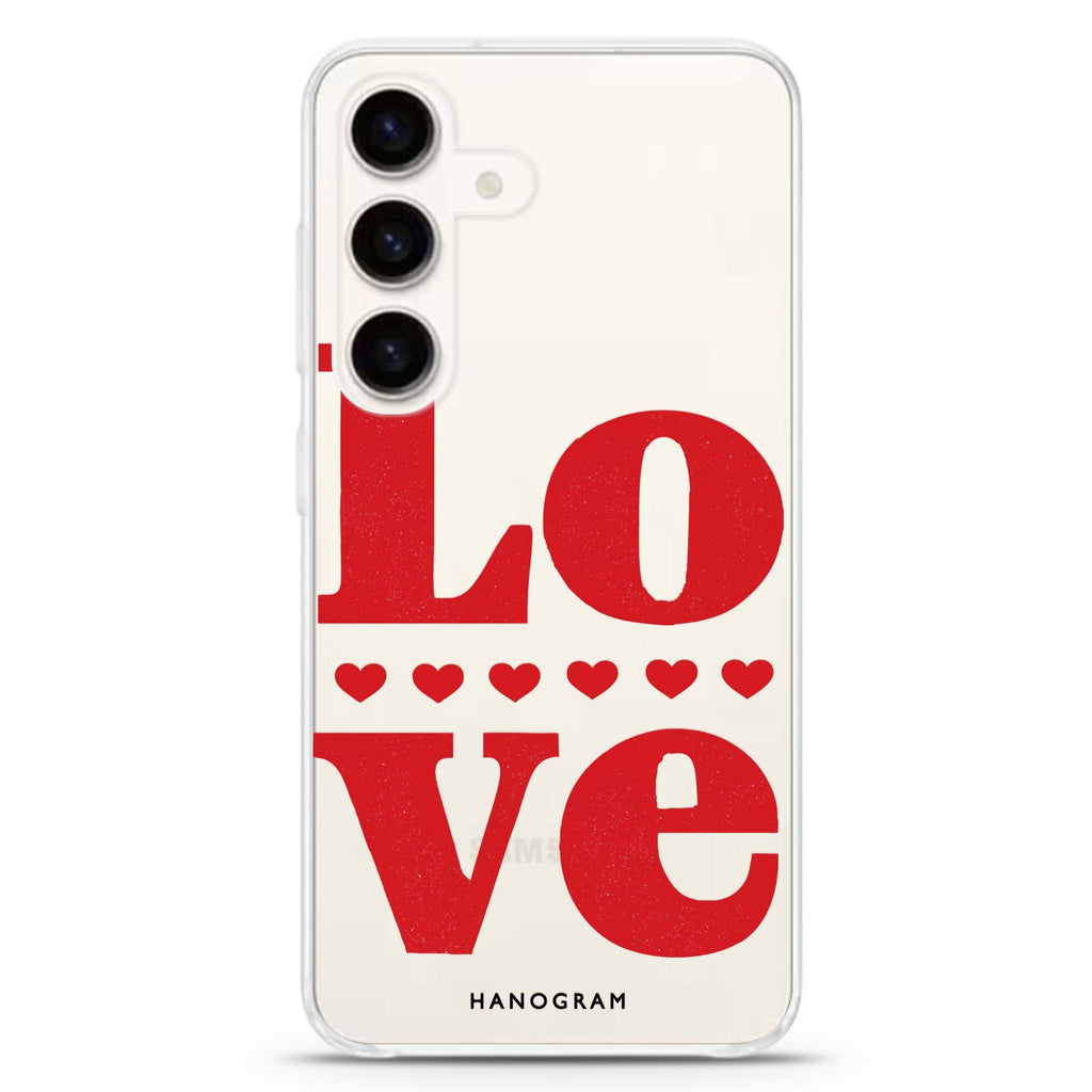 Red Love Samsung Galaxy S26/S25/S24 水晶透明保護殼正面展示