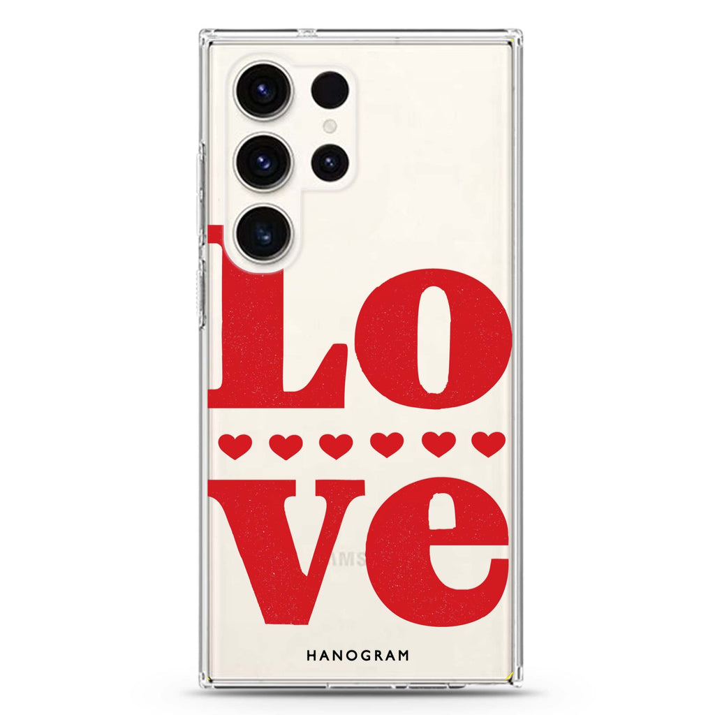 Red Love Samsung Galaxy Ultra 透明保護殼，適用 S26/S25/S24/S23 Ultra，圖1
