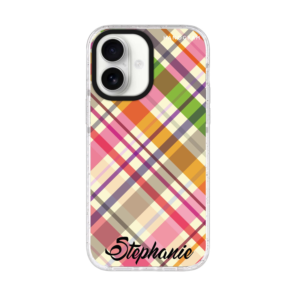 Colourful Checker Custom Name iPhone 17 水晶透明保護殼正面展示
