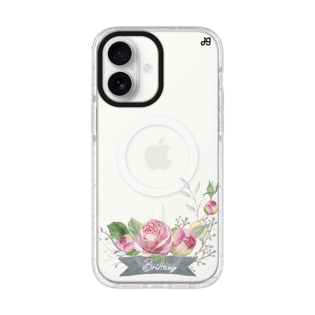 Ribbon & Floral iPhone 17 水晶透明保護殼正面展示