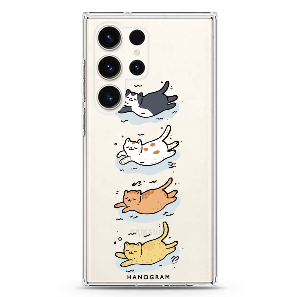 Drifting Kitties Samsung Galaxy Ultra 透明保護殼，適用 S26/S25/S24/S23 Ultra，圖1