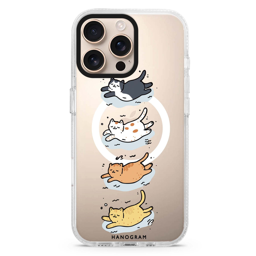 Drifting Kitties Magsafe 兼容水晶透明保護殼
