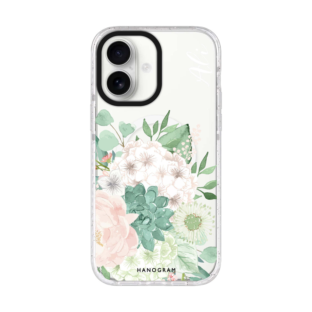 Vintage Flowers iPhone 17 水晶透明保護殼正面展示