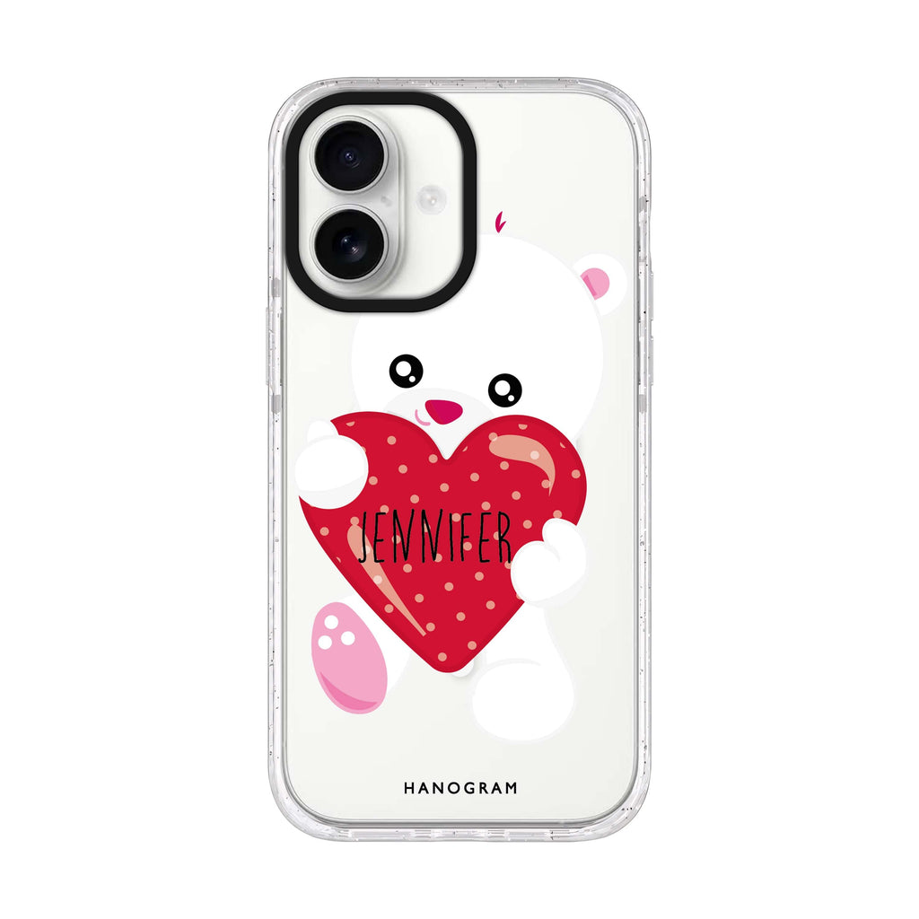 Lovely Bear iPhone 17 水晶透明保護殼正面展示