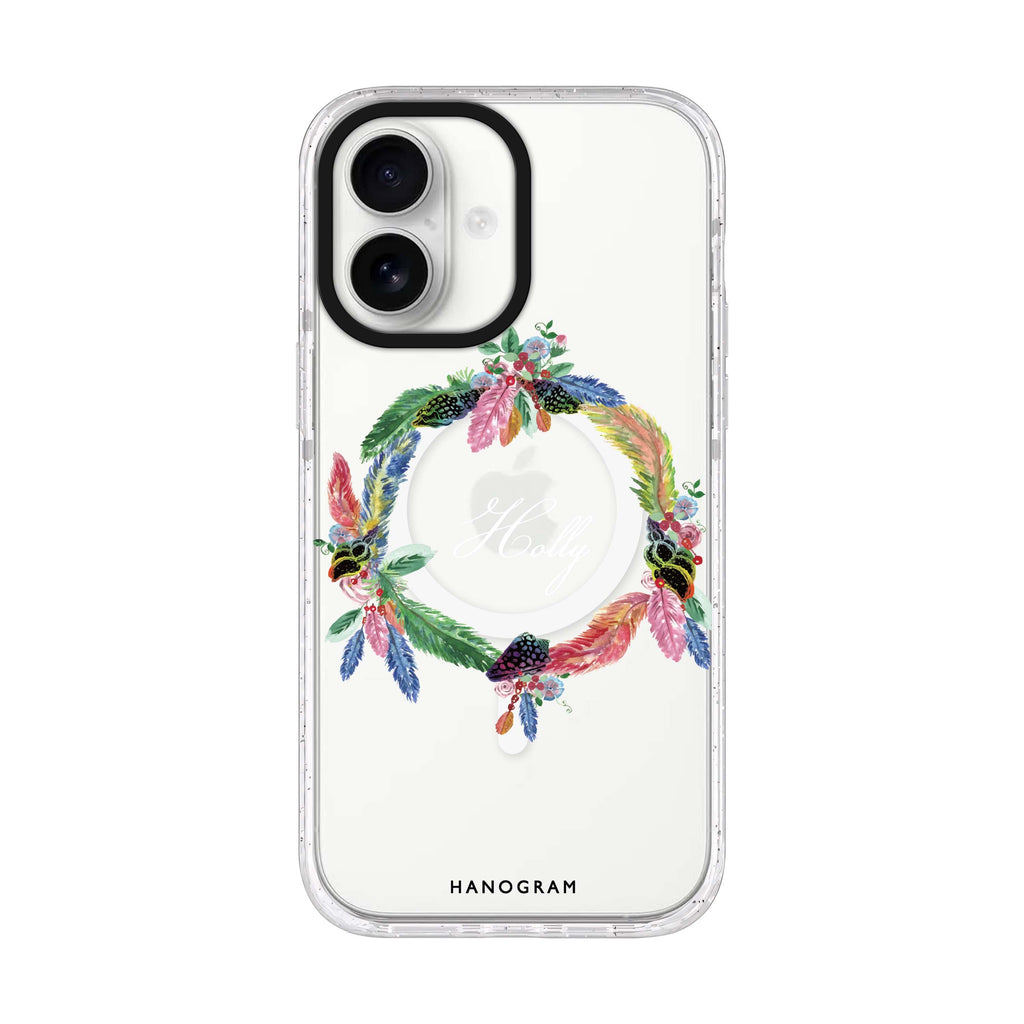 Watercolour Feather iPhone 17 水晶透明保護殼正面展示