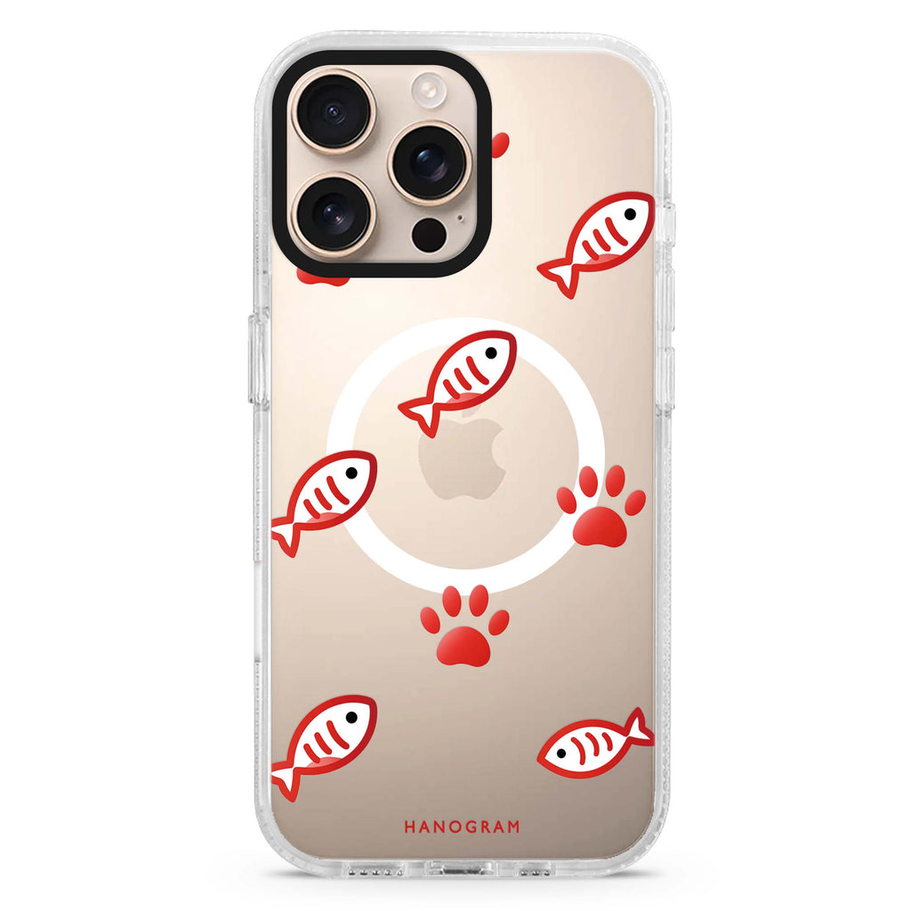Scarlet Pawprints Magsafe 兼容水晶透明保護殼