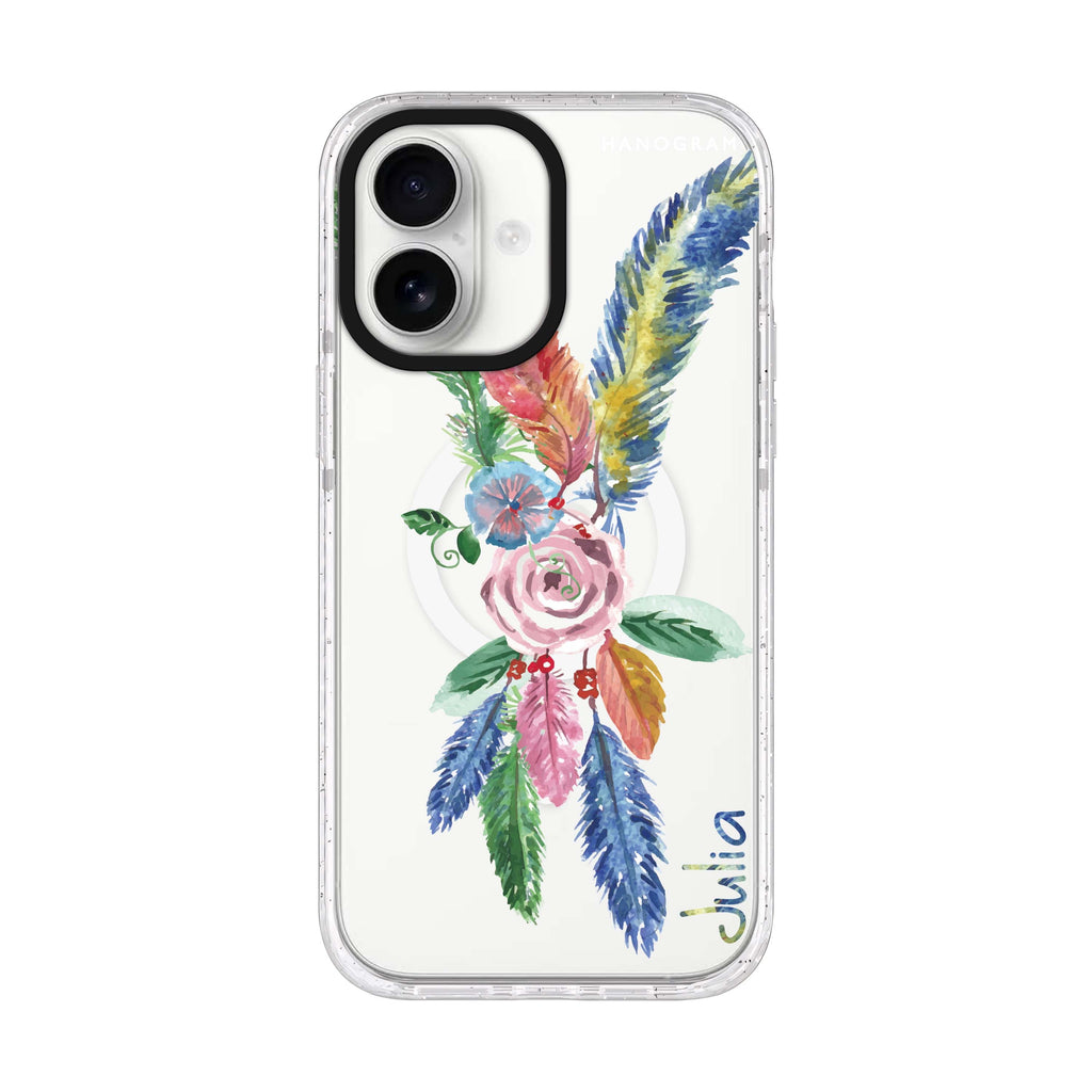 Feather Love iPhone 17 水晶透明保護殼正面展示