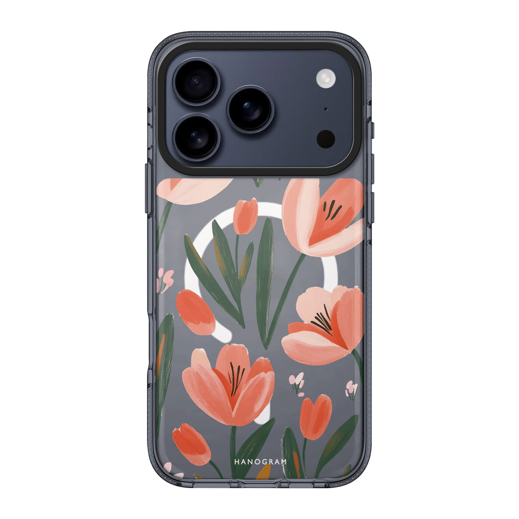 Tulip Joy iPhone 17 Pro Max MagSafe 水晶透明保護殼 花卉圖案設計 圖1