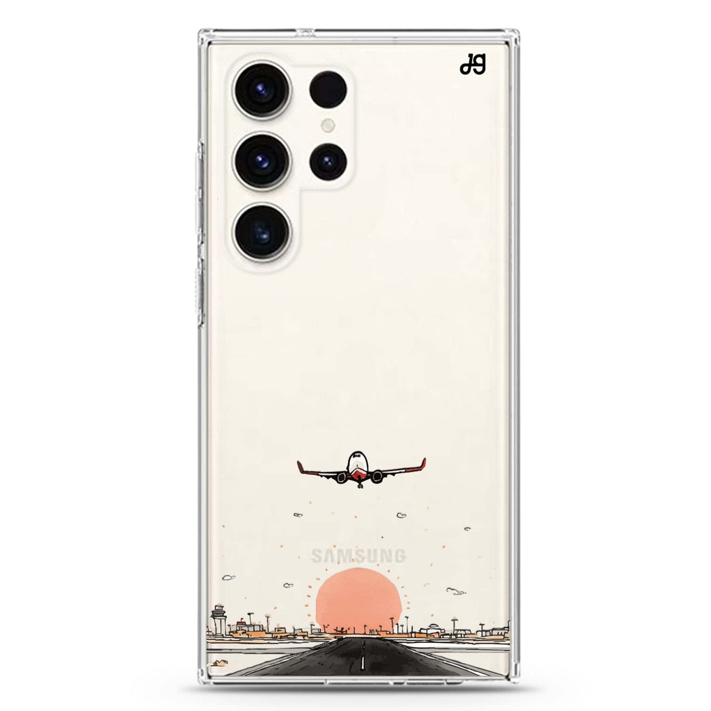 Sunset Takeoff Samsung Galaxy Ultra 透明保護殼，適用 S26/S25/S24/S23 Ultra，圖1