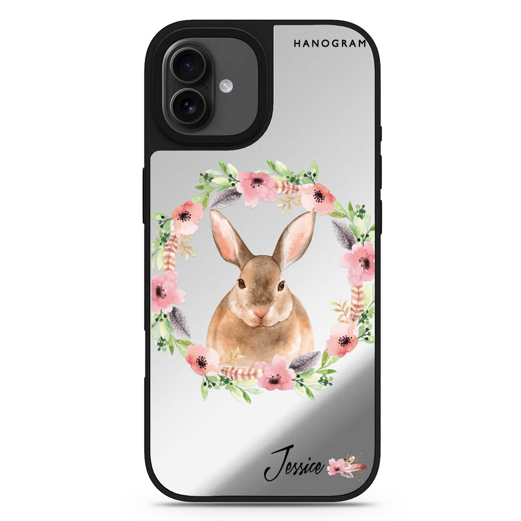 Floral Rabbit iPhone 17 花卉鏡面手機殼 主圖設計