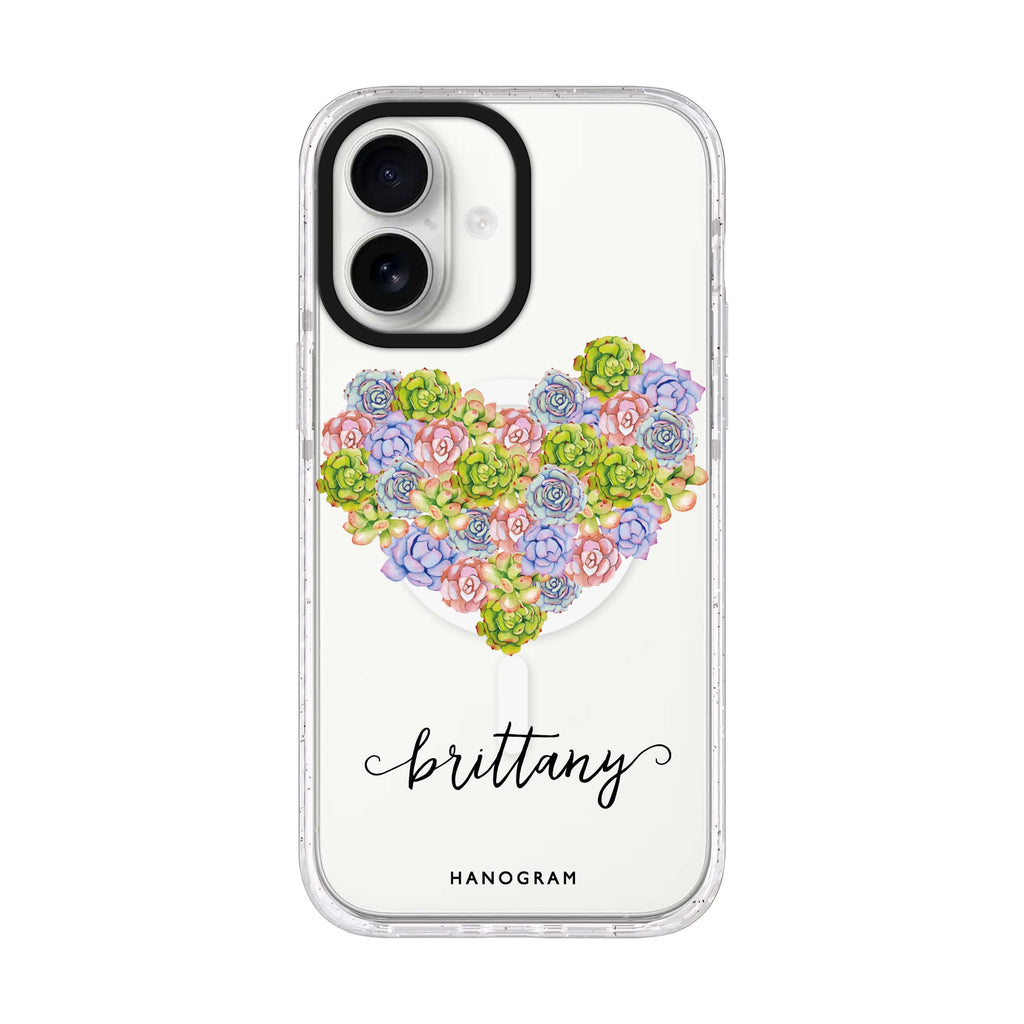 Floral Heart iPhone 17 水晶透明保護殼正面展示