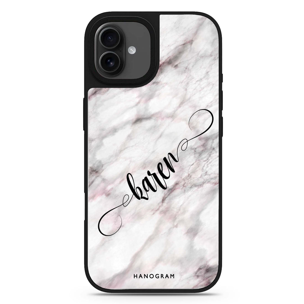 Cursive Name & Marble iPhone 17 大理石紋鏡面手機殼 主圖設計