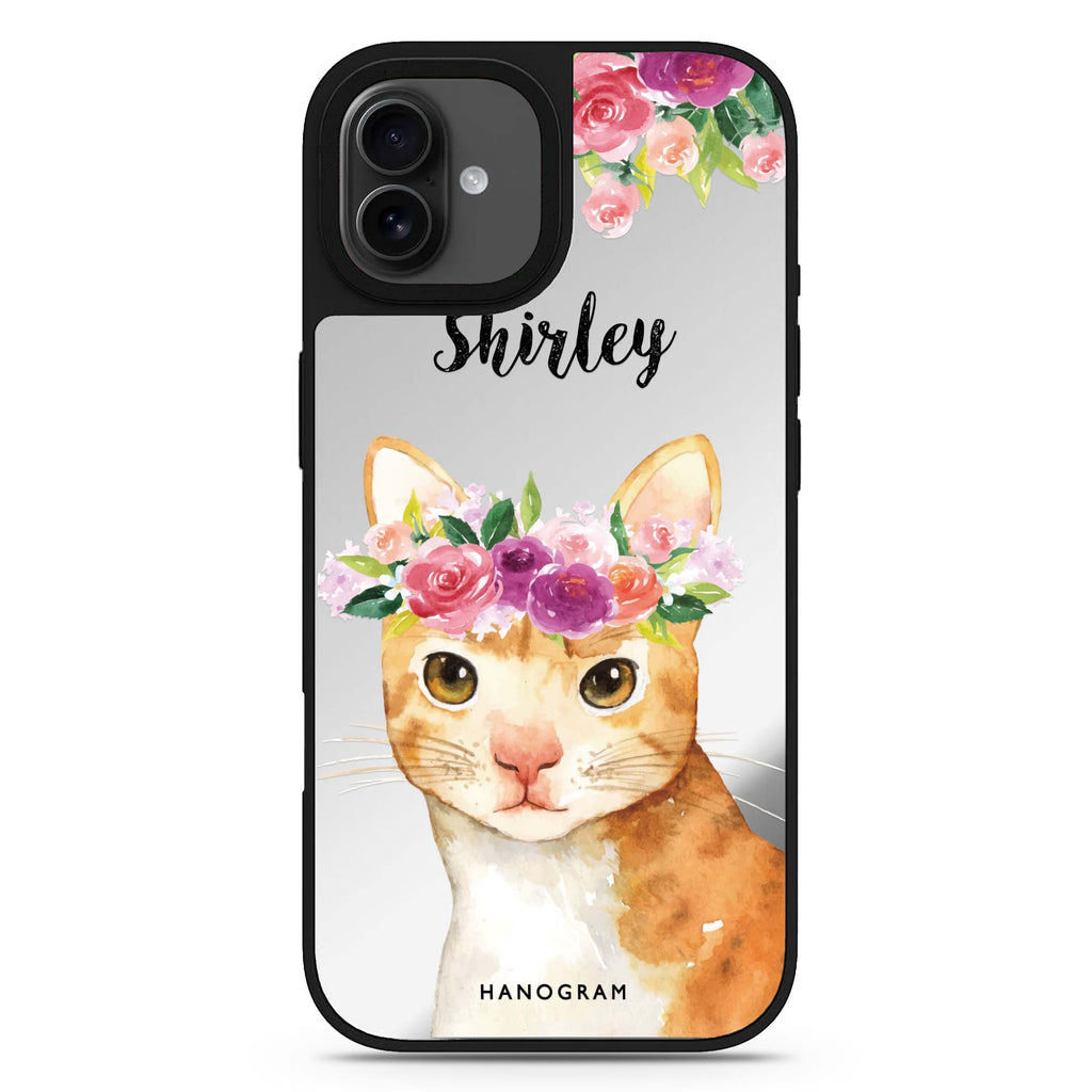 Floral and Cat iPhone 17 貓咪鏡面手機殼 主圖設計