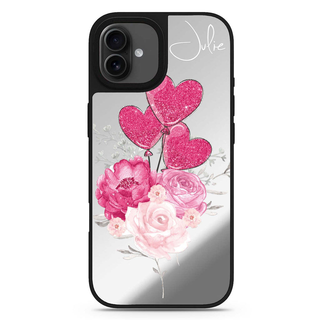 Sweet Heart With Rose iPhone 17 花卉鏡面手機殼 主圖設計