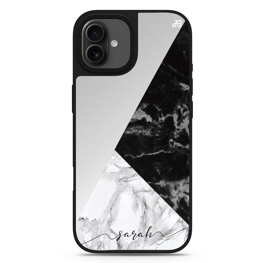 Black And White Marble 款式1 iPhone 17 大理石紋鏡面手機殼 主圖設計