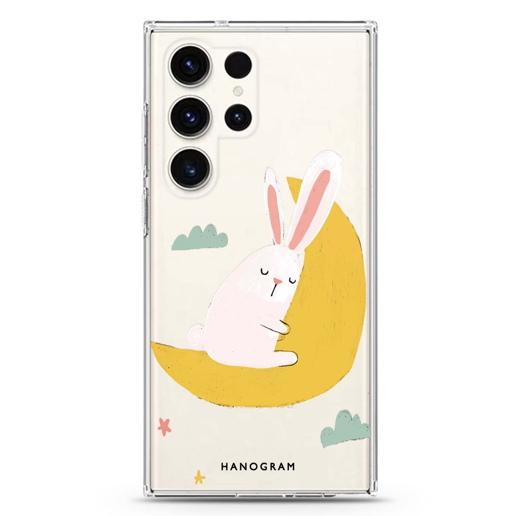 Moon Bunny Samsung Galaxy Ultra 透明保護殼，適用 S26/S25/S24/S23 Ultra，圖1