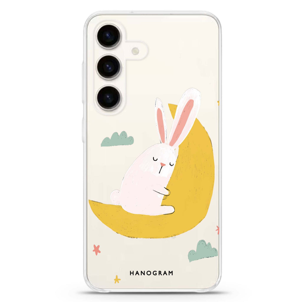 Moon Bunny Samsung Galaxy S26/S25/S24 水晶透明保護殼正面展示
